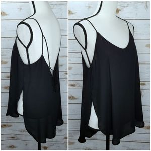Lush Sheer Flowy Sleeveless High Low Top Size Medium